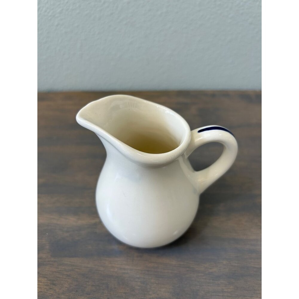 Gien France Creamer Pitcher Cream Color With Blue Stripe